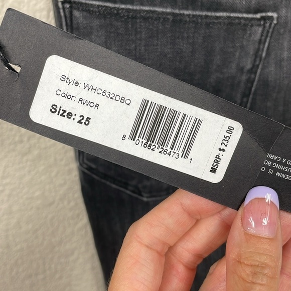 NWT Hudson Holly High Rise Crop Flare Jeans Washed Black Patched Slit Sz 25 - Picture 7 of 15